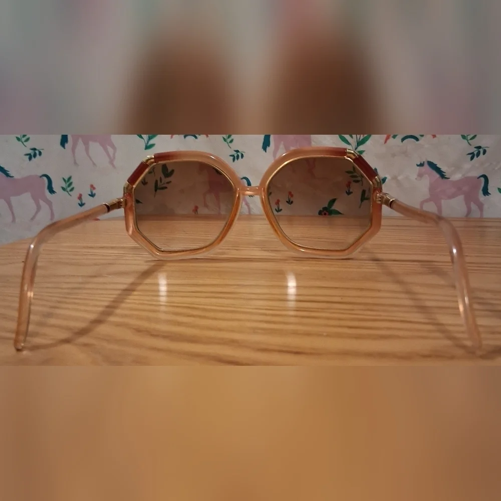 SUPER RARE Vintage 70s Ted Lapidus Brigitte Bardot Peach Retro Sunglass Frames